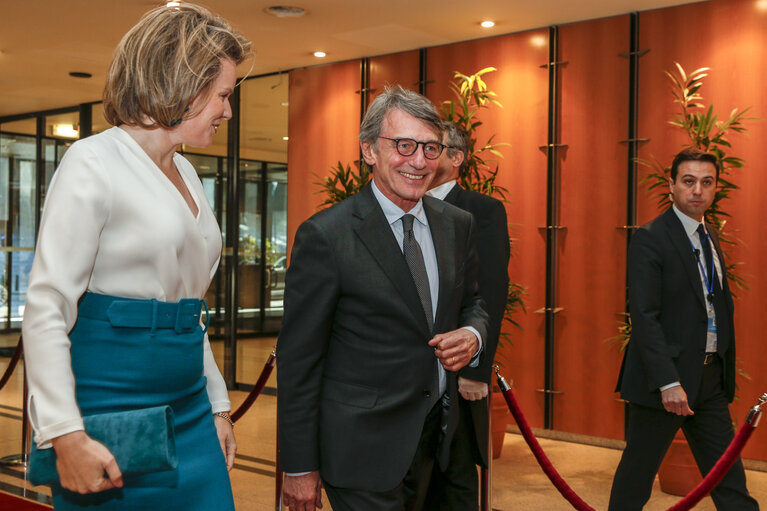 Fotó 3: David SASSOLI, EP President meets with MATHILDE, Queen of the Belgians - Official Welcome