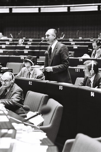 Suriet 20: The MEP Paolo BARBI during a session in Strasbourg in April 1980.