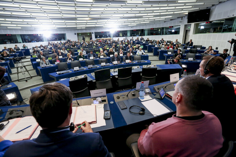 Fotografie 2: AFET - DEVE - DROI committee meeting. Exchange of views with Oleg SENTSOV, the 2018 Sakharov Prize laureate.