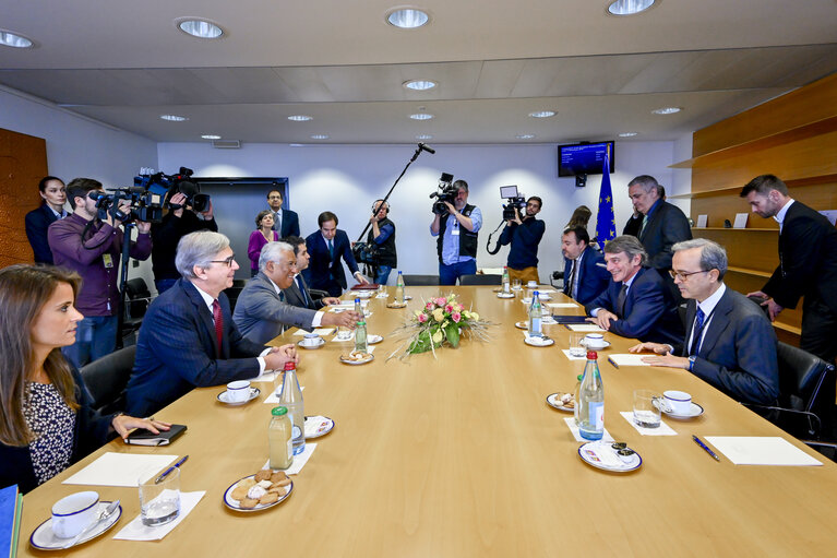 Fotografia 1: David SASSOLI, EP President meets with Antonio COSTA, Portuguese Prime Minister