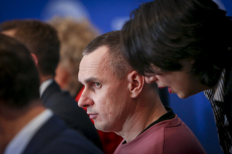 Fotografija 10: AFET - DEVE - DROI committee meeting. Exchange of views with Oleg SENTSOV, the 2018 Sakharov Prize laureate.