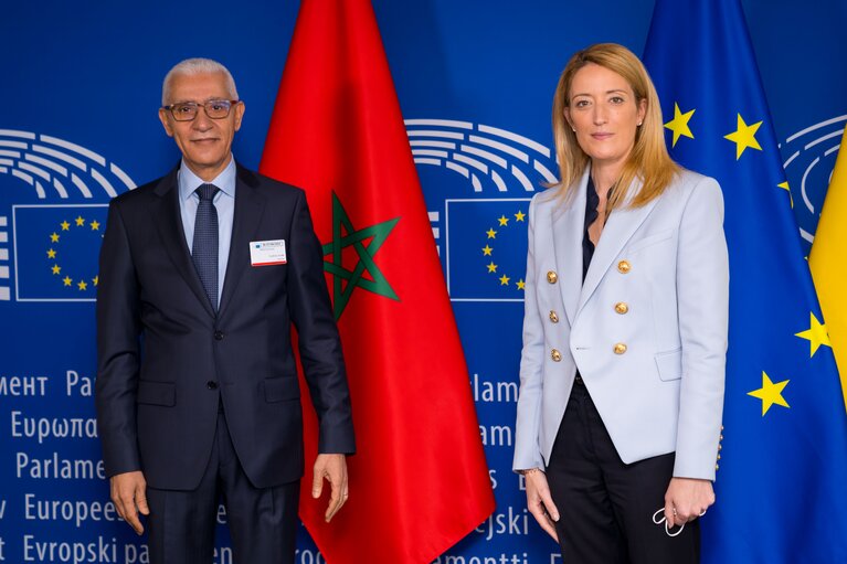 Roberta METSOLA, EP President meets with Rachid TALBI ALAMI, President of the Moroccan House of Representatives and President of the Parliamentary Assembly of the Union for the Mediterranean