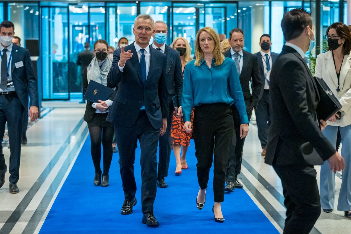 Roberta METSOLA, EP President welcomes Jens STOLTENBERG, Secretary General of NATO