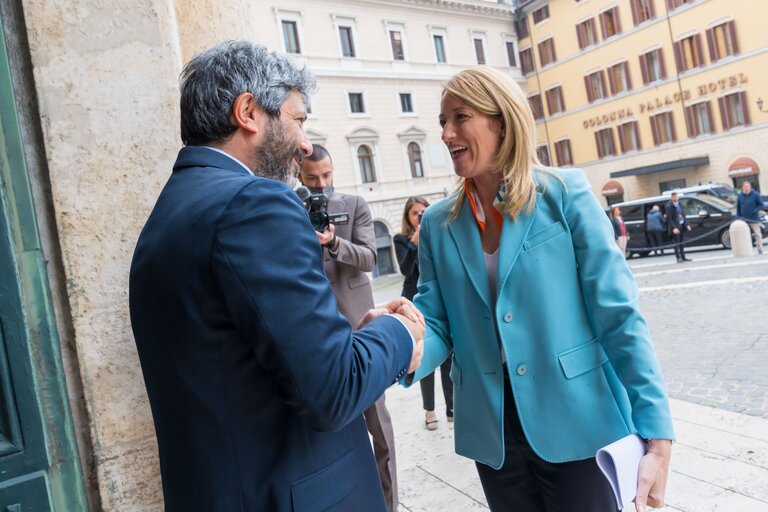 Снимка 17: Visit of Roberta METSOLA, EP President to Italy - Meeting with the President of the Italian Chamber of Deputies, Roberto FICO