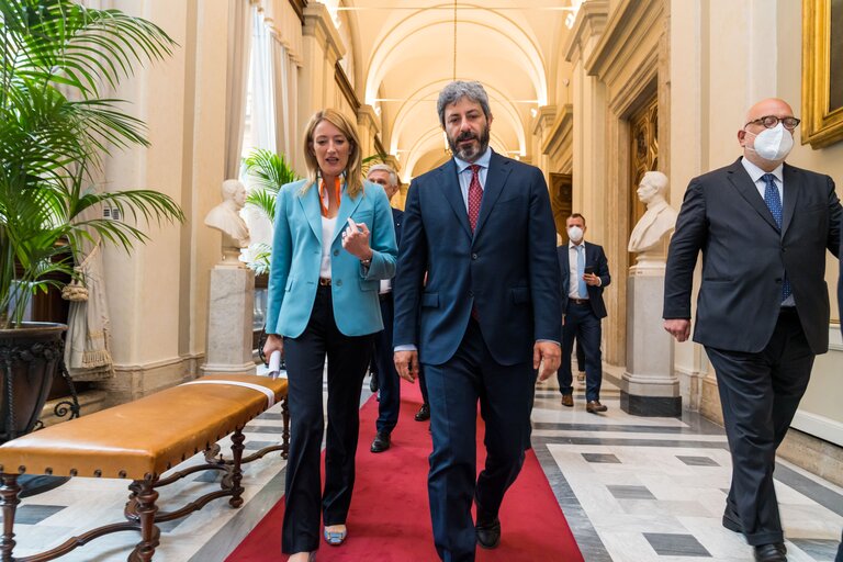 Снимка 11: Visit of Roberta METSOLA, EP President to Italy - Meeting with the President of the Italian Chamber of Deputies, Roberto FICO