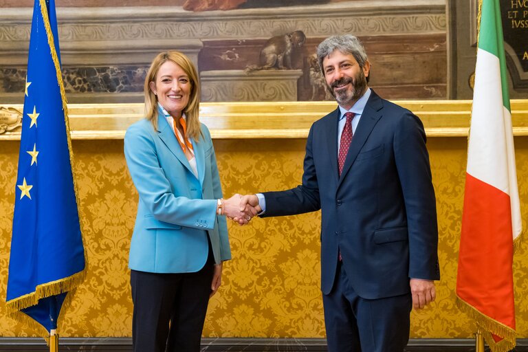 Снимка 7: Visit of Roberta METSOLA, EP President to Italy - Meeting with the President of the Italian Chamber of Deputies, Roberto FICO