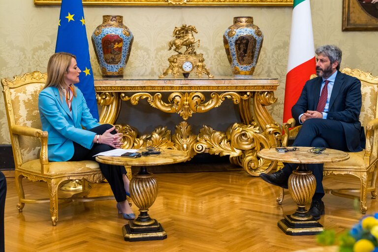 Visit of Roberta METSOLA, EP President to Italy .- Meeting with the President of the Italian Chamber of Deputies, Roberto FICO