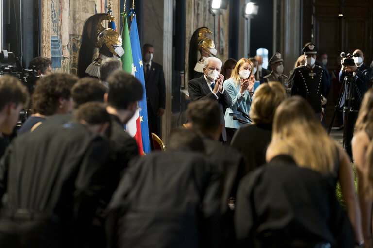 Fotografija 38: Visit Roberta METSOLA, EP President to Italy .- President Metsola’s Tete-a-tete with Sergio MATTARELLA, President of the Italian Republic