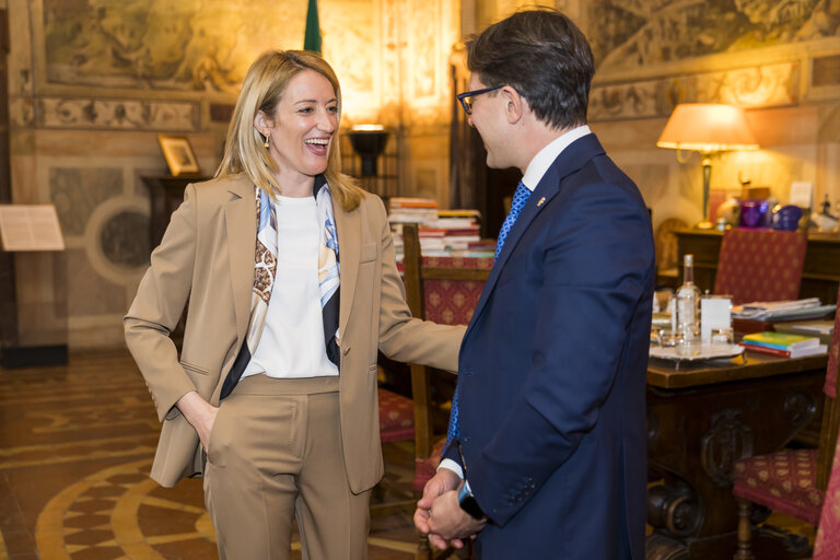 Fotografie 6: Visit of Roberta METSOLA, EP President to Italy - Meeting with Dario NARDELLA, Mayor of  Florence