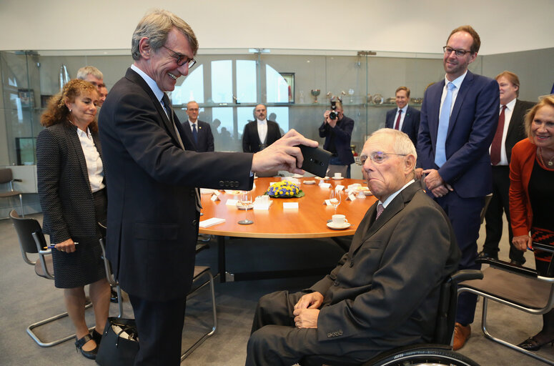 Official visit by David SASSOLI, EP President to Berlin – David SASSOLI, EP President meets with Wolfgang Schuble, Bundestag President in the Bundestag on October 8, 2019, in Berlin, Germany.