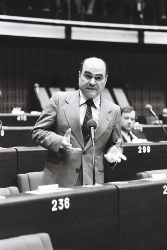 The MEP Giosue LIGIOS during a session in Strasbourg in March 1980.