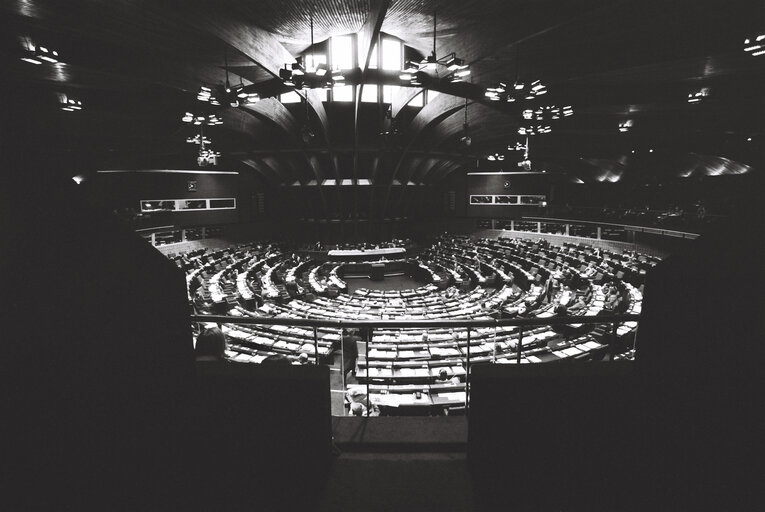 Stockshots of the hemicycle of the EP in Strasbourg