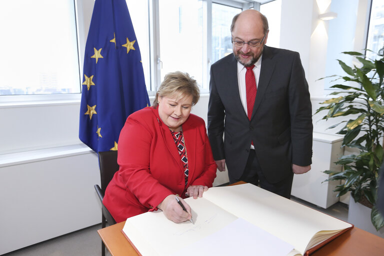 Martin SCHULZ - EP President meets with Erna SOLBERG, Prime Minister of Norway