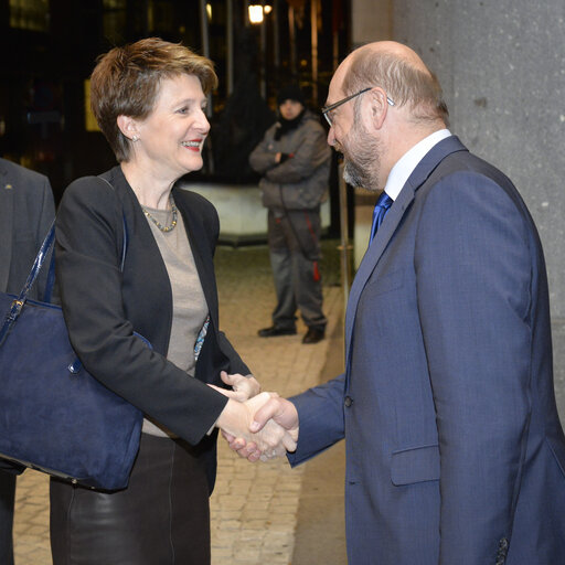 Foto 1: Martin SCHULZ-EP President welcomes Simonetta SOMMARUGA, President of Swiss Confederation