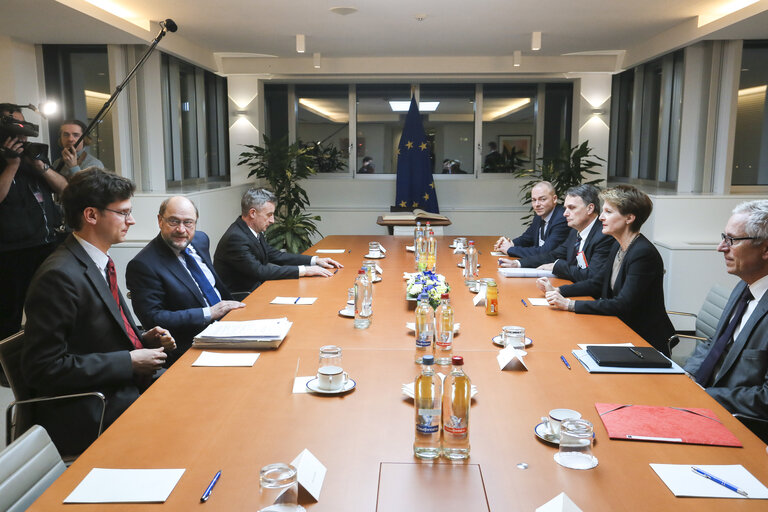 Nuotrauka 1: Martin SCHULZ - EP President meeting with Simonetta SOMMARUGA, President of the Swiss Confederation