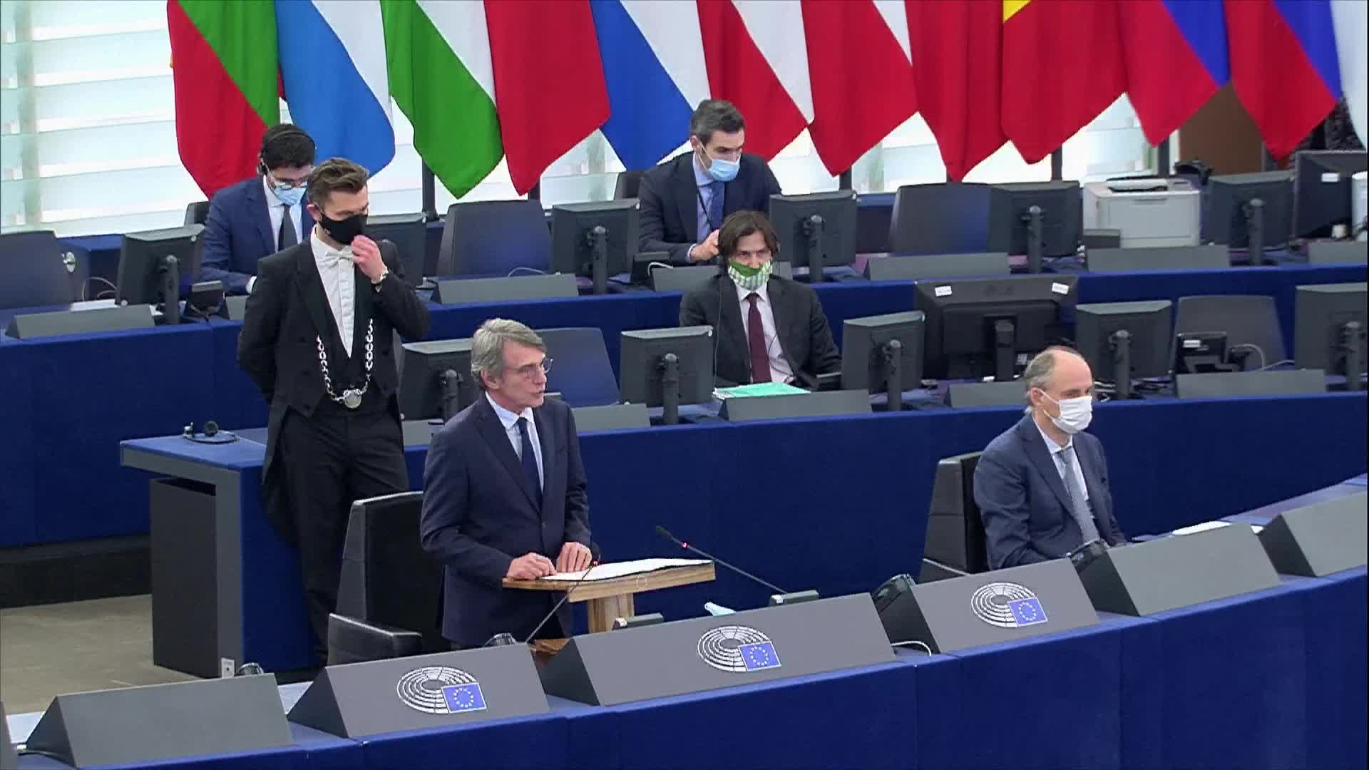 Resumption of session and order of business: opening remark by David SASSOLI, EP President on the 5th anniversary of the Paris Agreement and the 25th anniversary of the Dayton Agreement