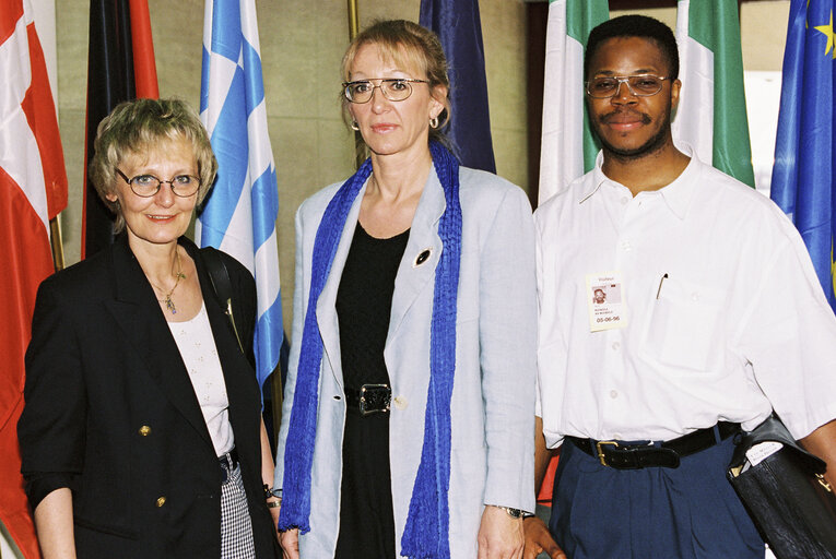 The MEP Jutta HAUG, meets with Muendela WA MUENDELA in Brussels in June 1996.