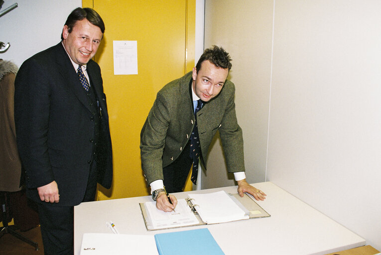 Fotogrāfija 1: MEPs Paul RUBIG and Karl HABSBURG-LOTHRINGEN at the European Parliament in Brussels