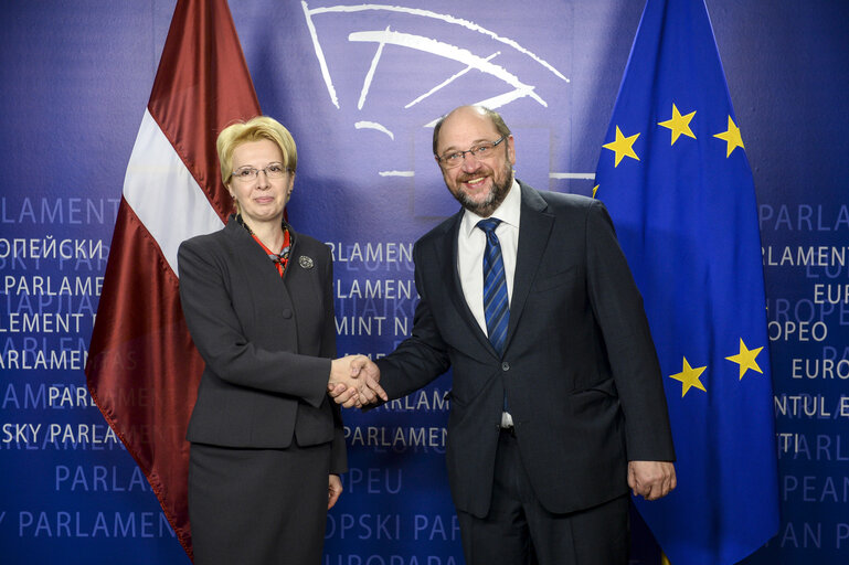 Fotografija 1: Martin SCHULZ - EP President meets with Inara MURNIECE, Speaker of the Saeima