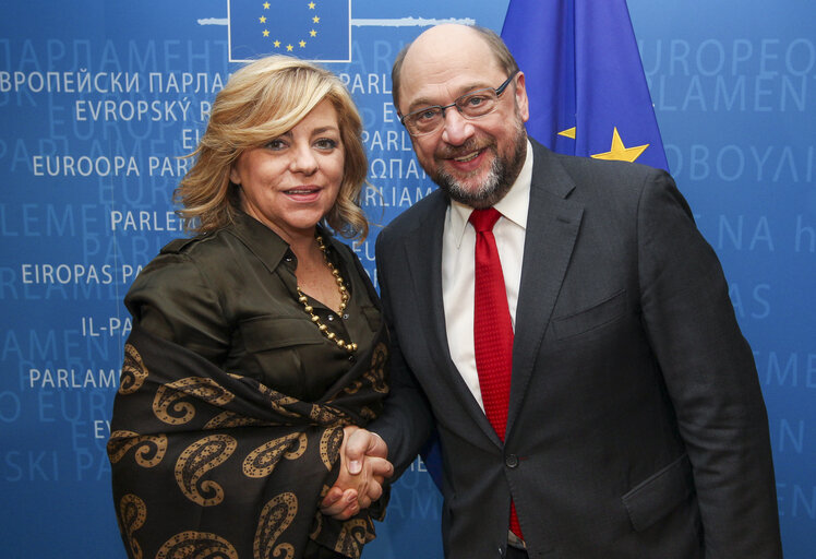 Martin SCHULZ - EP President meets with MEP Elena VALENCIANO