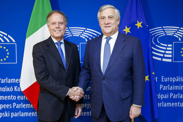 Antonio TAJANI - EP President meets with Enzo Moavero MILANESI - Italian Minister of Foreign Affairs