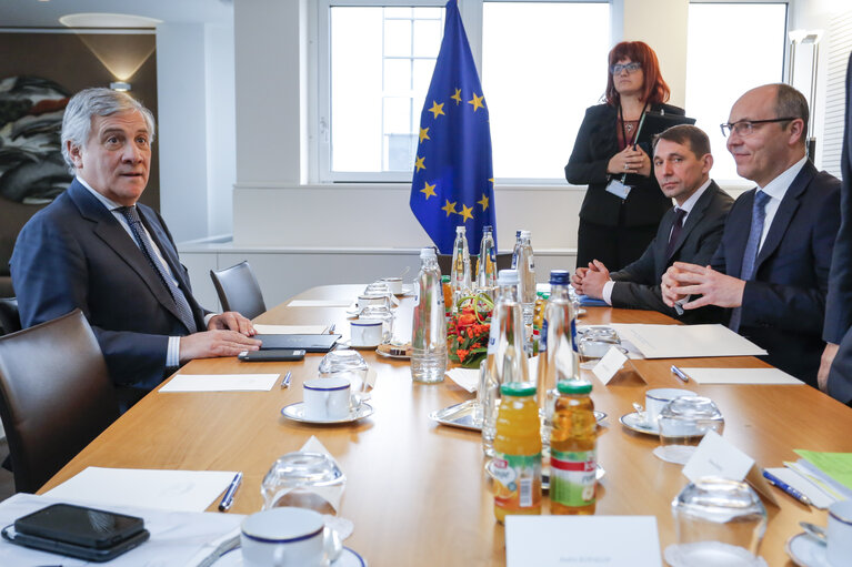 Antonio TAJANI, EP President meets with Andriy PARUBIY, speaker of Ukrainian Parliament