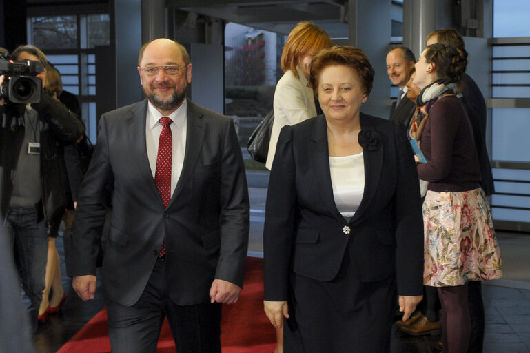 Latvian Presidency - The President of the European Parliament welcomes the Prime minister of Latvia