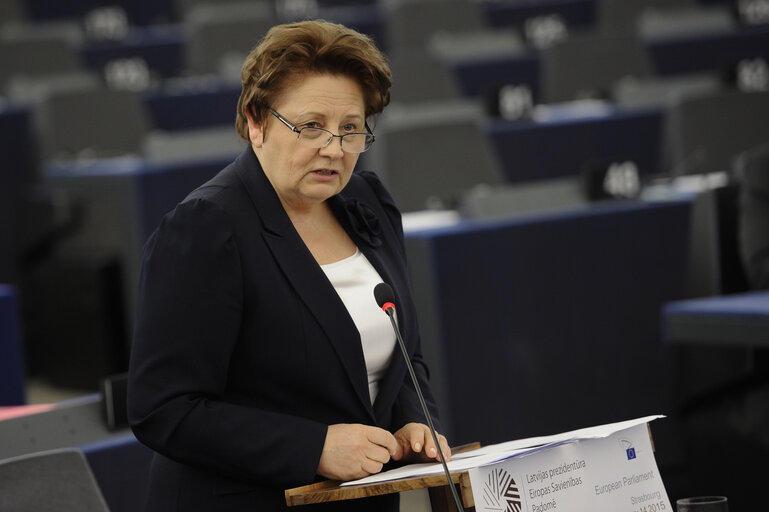 Valokuva 1: Latvian Prime Minister in Plenary session week 03 2015 in Strasbourg