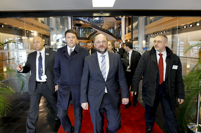 Photo 3: Italian Presidency - End of the visit of Italian Prime Minister at the EP in Strasbourg