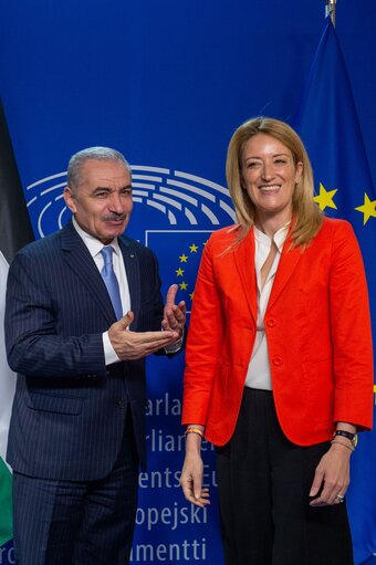 Roberta METSOLA, EP President receives Mohammad SHTAYYEH, Prime Minister of Palestine