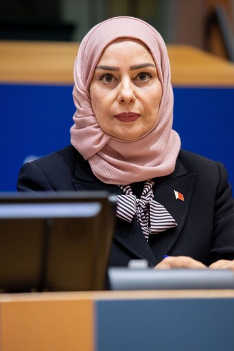 Fotogrāfija 24: AFET Committee In association with the Delegation for relations with the Arab Peninsula (DARP) - Exchange of views with Fawzia Abdulla Yusuf Zainal, Speaker of the Council of Representatives of Bahrain