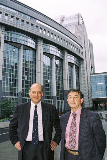 Portrait of MEP's in front of the Leopold Building of the European Parliament in Brussels