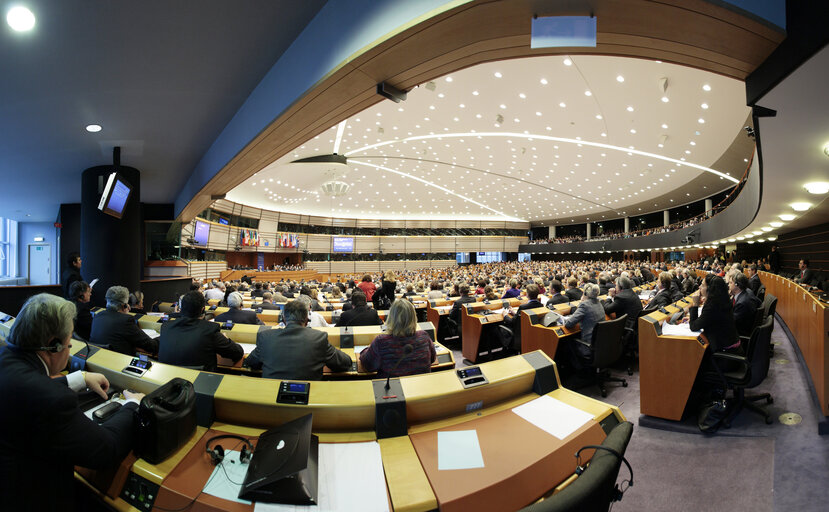 Fotografi 3: Hemicycle of the European Parliament in Brussels