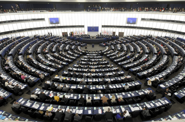 Photo 8: Hemicycle at the European Parliament building Louise Weiss in Strasbourg