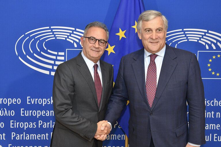 Antonio TAJANI, EP President meets with Averof NEOFYTOU, President of the governing party in Cyprus, Democratic Rally