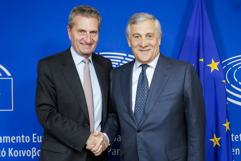 Antonio TAJANI, EP President meets with Gunther OETTINGER, EC commissioner