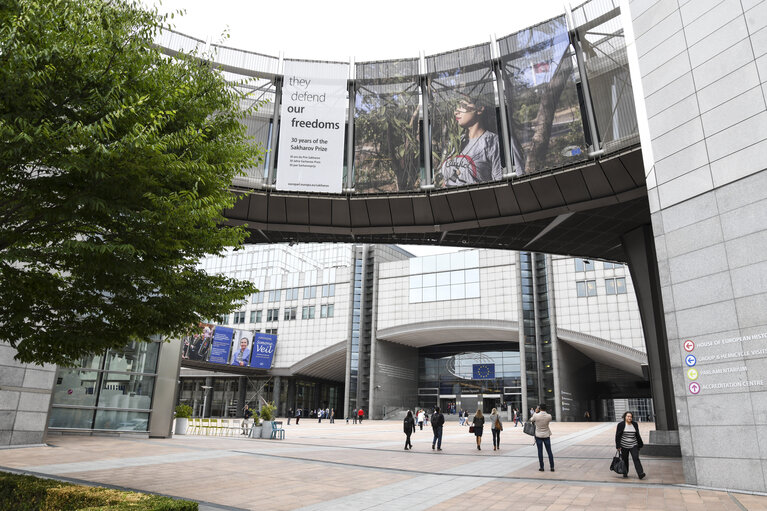 Sakharov prize bilboard in front of the EP building in Brussels.