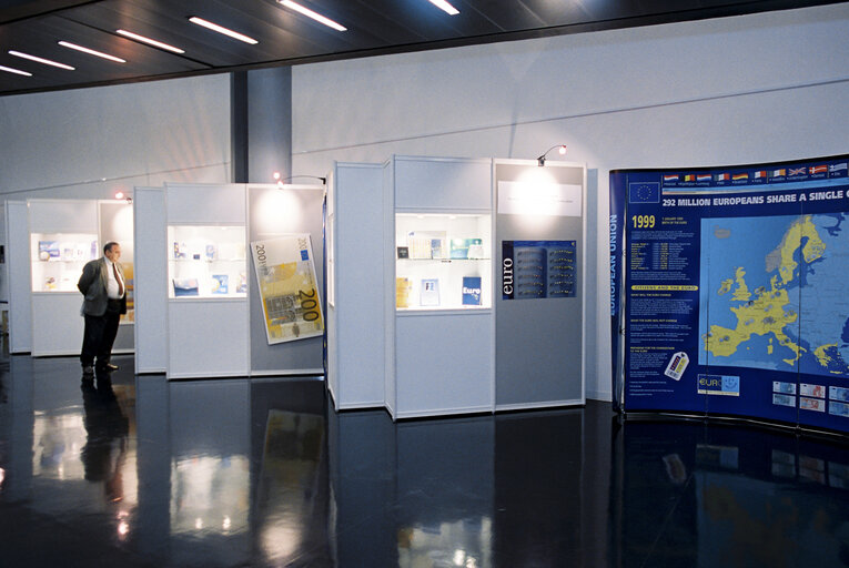 Exhibition about the Euro currency a the European Parliament of Strasbourg in December 2000.