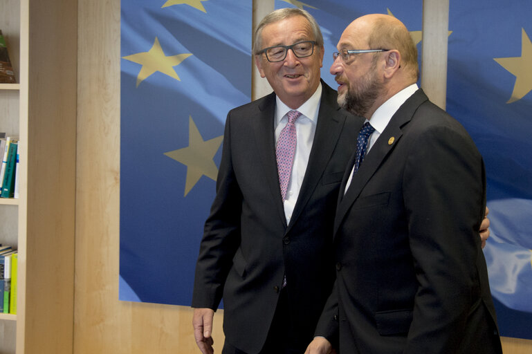 Fotografia 13: Martin SCHULZ - EP President meets with Jean-Claude JUNCKER - EC President