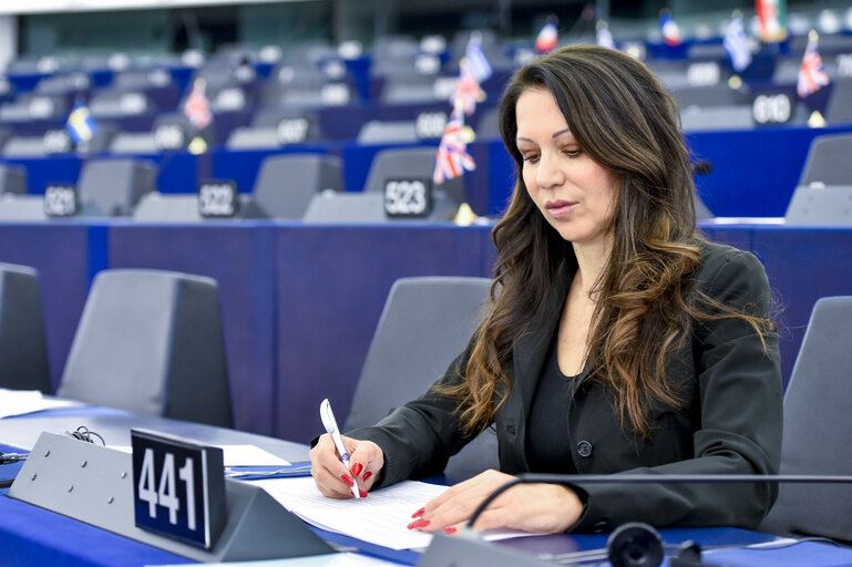 Foto 1: Barbara KAPPEL in the European Parliament in Strasbourg