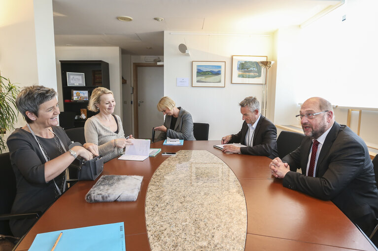 Martin SCHULZ - EP President meets with  Margrethe VESTAGER - EC Commissioner in charge of Competition