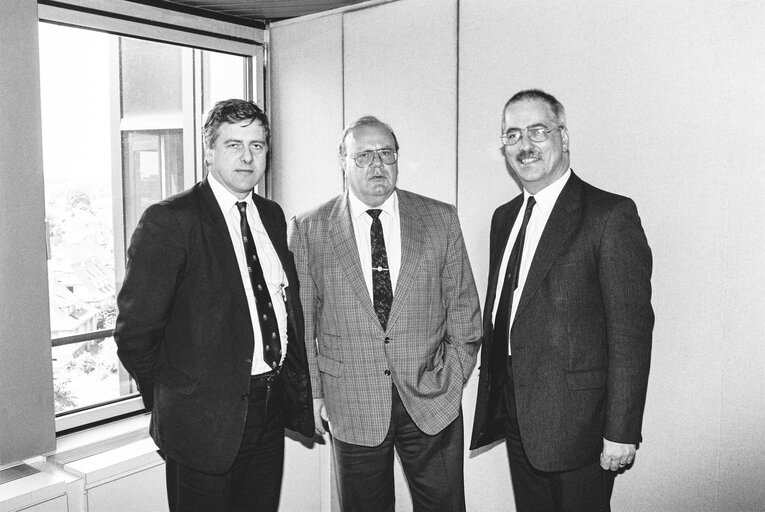 MEPs James NICHOLSON; Martin BANGEMANN and Lyndon HARRISON at the European Parliament in Strasbourg