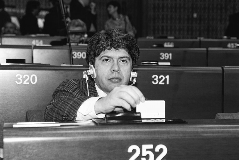 MEP Sotiris KOSTOPOULOS during a plenary session in Strasbourg in April 1990.