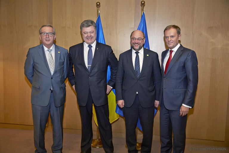 Fotó 2: European Council President, EP President and EC President meet with the President of Ukraine