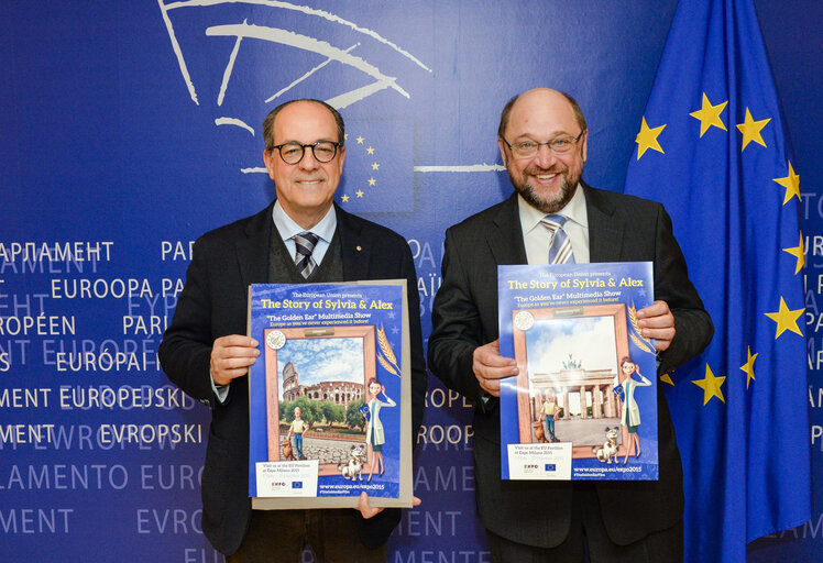 Foto 1: Martin SCHULZ - EP President meets with Paolo DE CASTRO - Rapporteur Expo Milan