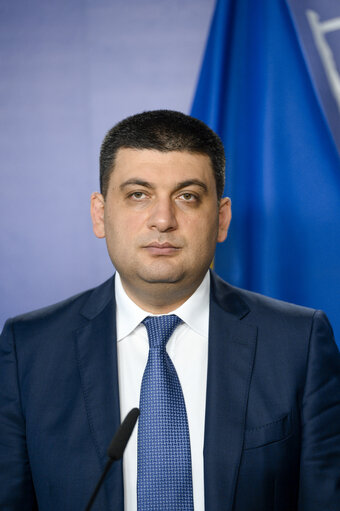 Fotagrafa 1: EP President meets with Volodymyr GROYSMAN, Chairperson of the Verkhovna Rada of Ukraine. Press Point