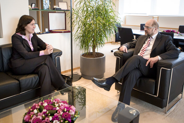 Martin SCHULZ - EP President meets with MEP Kati PIRI