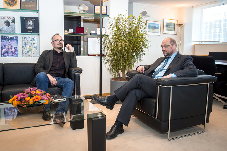 Fotografia 1: Martin SCHULZ - EP President meets with MEP Michel REIMON