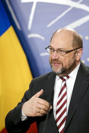 Foto 8: Martin SCHULZ - EP President meets with President of the Romanian Senate - Press point