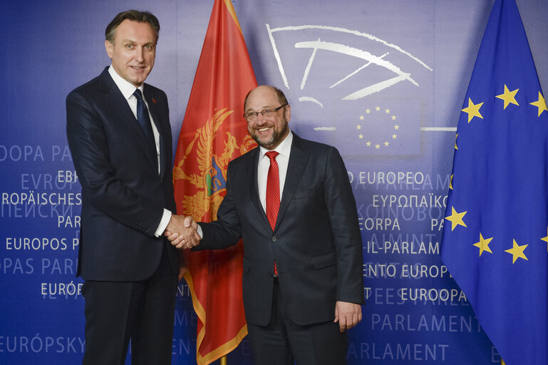 Martin SCHULZ - EP President meets with Ranko KRIVOKAPIC , the Speaker of the Parliament of Montenegro